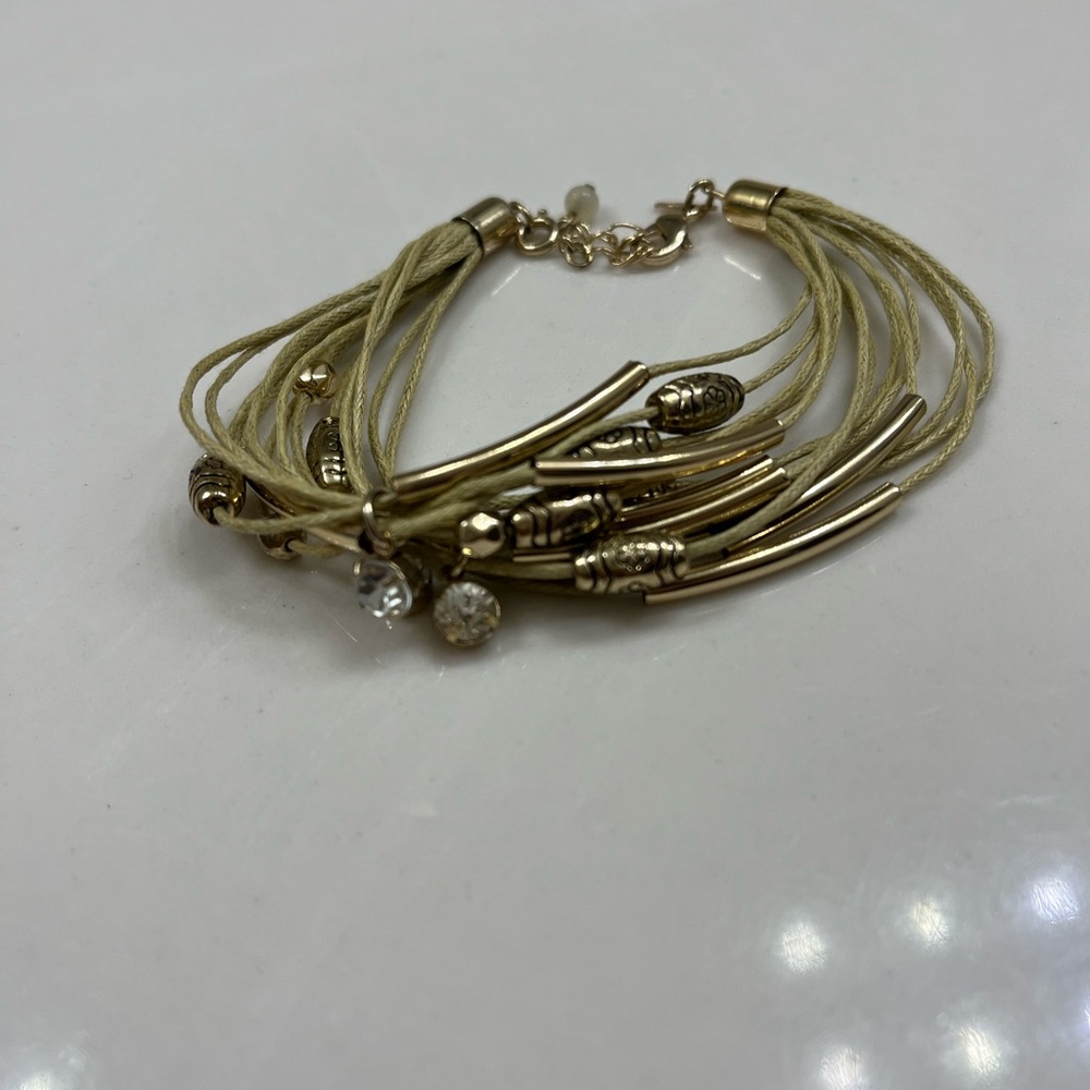 Gold Multi-Strand Bracelet with Beads